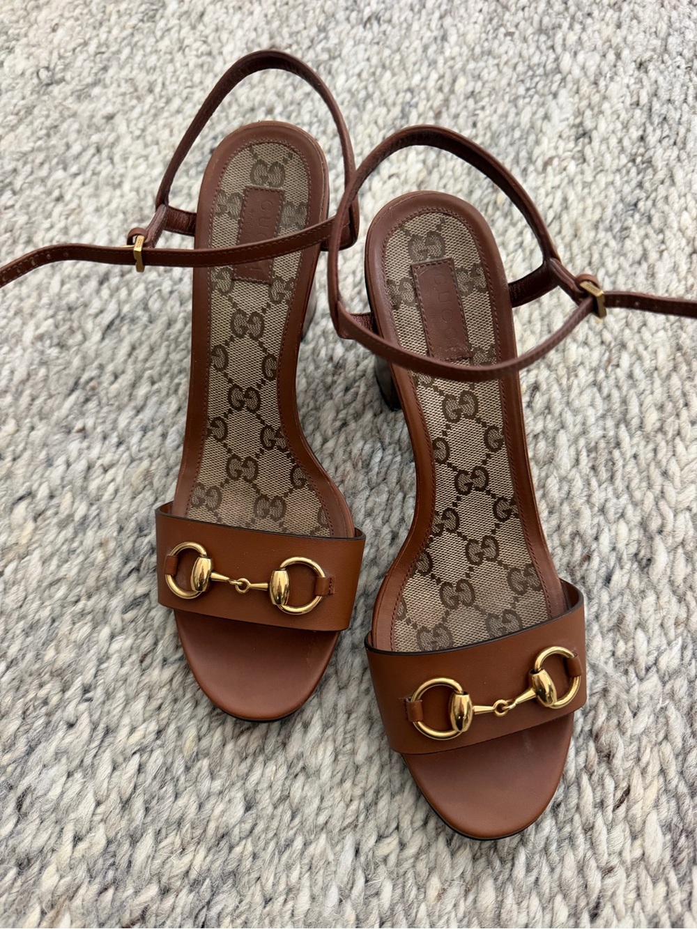 Gucci Brown Leather Horsebit Slingback Heels